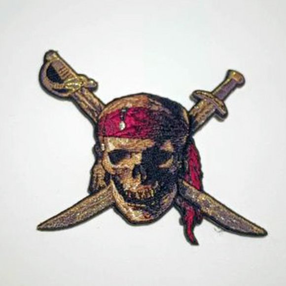 NWT Disney Pirates of the Caribbean Jolly Roger embroidered 3x3.5" patch - Picture 3 of 3